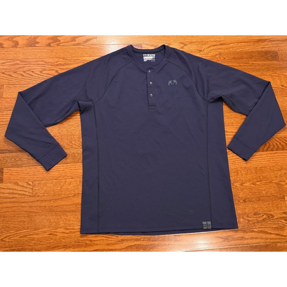 KUIU Pro Nuyarn Merino Wool Henley Shirt Mens 2XL Navy Blue Hunting Base Layer